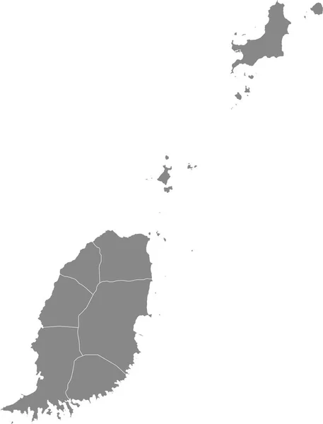 Mapa Vetorial Cinzento Granada Com Bordas Brancas Suas Paróquias —  Vetores de Stock