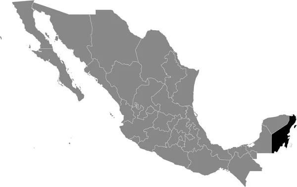 Black Location Map Mexican Quintana Roo State Grey Map Mexico — стоковий вектор