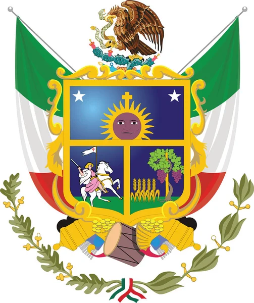 Escudo Vectorial Oficial Del Estado Mexicano Quertaro — Vector de stock