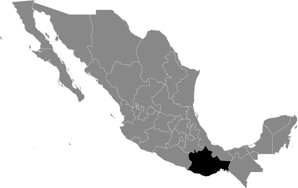 Mapa Ubicación Negro Del Estado Mexicano Oaxaca Dentro Del Mapa — Archivo Imágenes Vectoriales