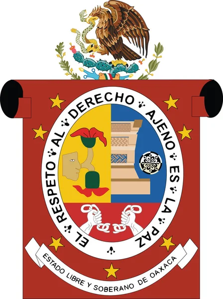 Official Vector Coat Arms Mexican State Oaxaca — Stock Vector