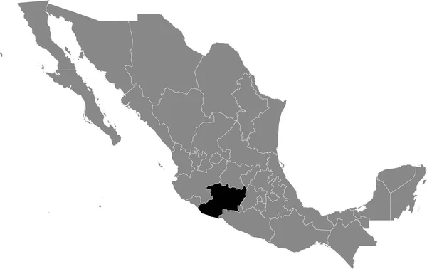 Mapa Ubicación Negro Del Estado Mexicano Michoacn Dentro Del Mapa — Vector de stock