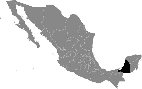 Carte Situation État Campeche Mexicain Intérieur Carte Grise Mexique — Image vectorielle