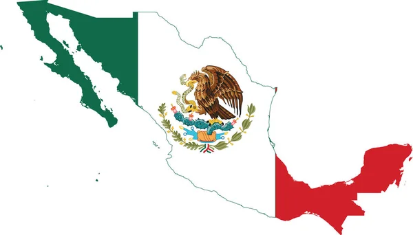 Bandera México Recortada Dentro Mapa — Vector de stock
