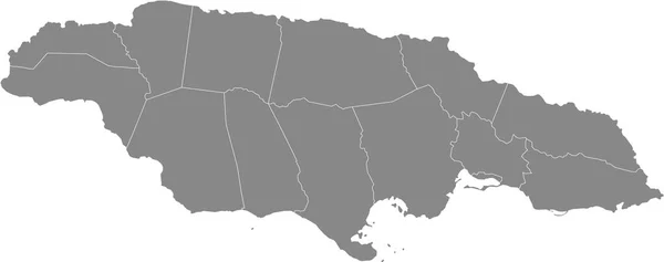 牙买加的灰色矢量图 其教区的白色边界 — 图库矢量图片