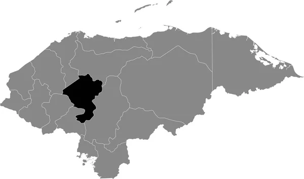 Mapa Ubicación Negro Del Departamento Hondureño Comayagua Dentro Del Mapa — Archivo Imágenes Vectoriales