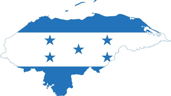 Bandera Honduras Recortada Dentro Mapa — Archivo Imágenes Vectoriales