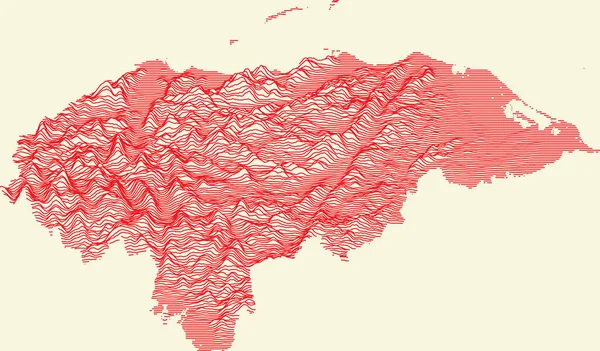 具有米色背景红线的洪都拉斯地形图 — 图库矢量图片