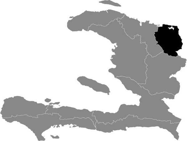 海地东北部省灰色地图内的黑色位置图 — 图库矢量图片