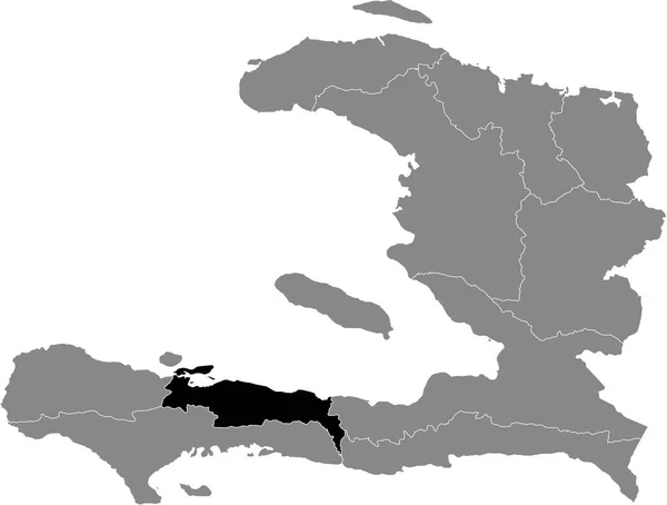 Haitili Japon Bölümü Nün Gri Haiti Haritasındaki Siyah Yer Haritası — Stok Vektör