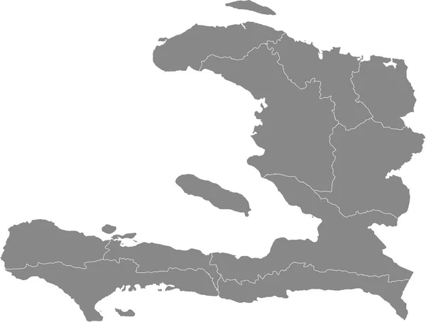 Szara Mapa Wektorowa Haiti Białymi Granicami Departamentów — Wektor stockowy