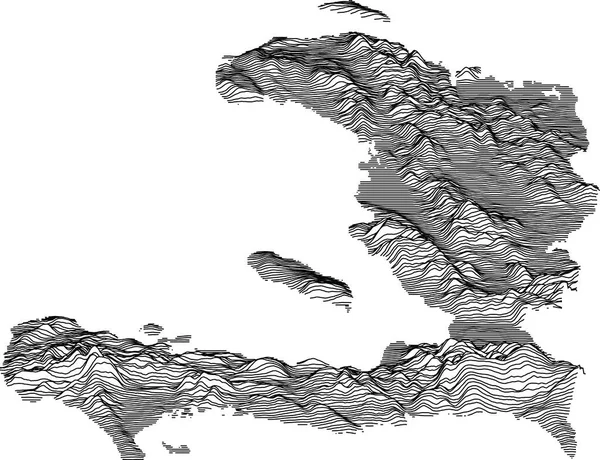 Τοπογραφικός Χάρτης Της Αϊτής Μαύρες Γραμμές Περιγράμματος — Διανυσματικό Αρχείο