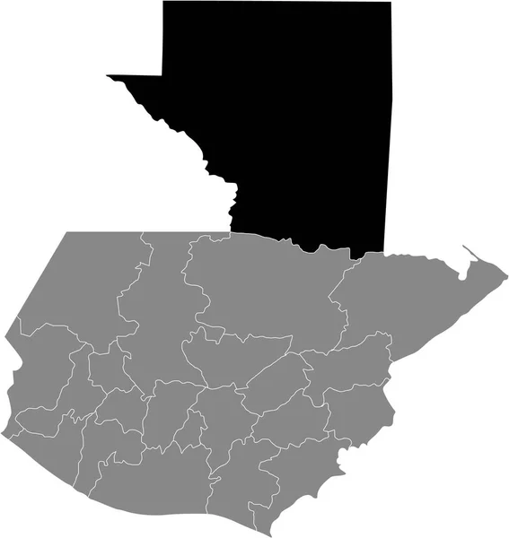 Czarna Mapa Lokalizacji Gwatemalskiego Departamentu Petn Wewnątrz Szarej Mapy Gwatemala — Wektor stockowy