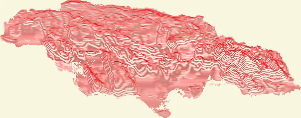 Mapa Topográfico Jamaica Com Linhas Contorno Vermelho Fundo Baige —  Vetores de Stock