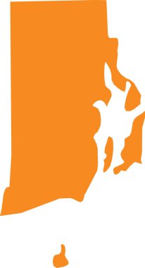 ABD federal eyaleti Rhode Island 'ın turuncu haritası (Okyanus Eyaleti)