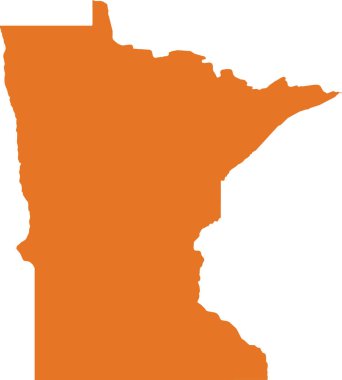 ABD federal eyaleti Minnesota 'nın Turuncu Haritası (On bin Gölün Ülkesi))