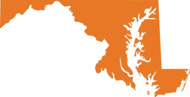 ABD 'nin Maryland federal eyaletinin turuncu haritası (Eski Hat Eyaleti)