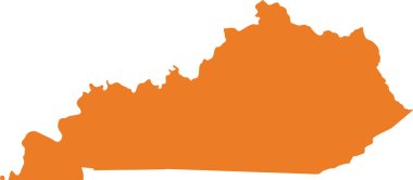 ABD federal Kentucky eyaletinin turuncu haritası (Bluegrass State)