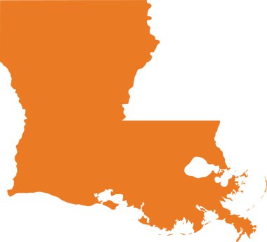 ABD 'nin Louisiana federal eyaletinin turuncu haritası (Bayou State)