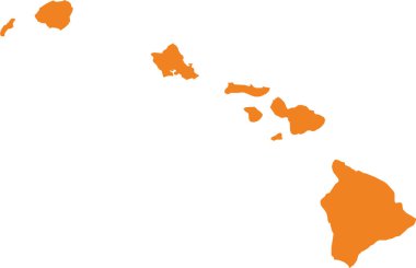 ABD federal eyaleti Hawaii 'nin turuncu haritası (Aloha State)
