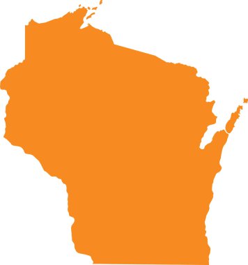 ABD federal eyaleti Wisconsin 'in turuncu haritası (Badger State)