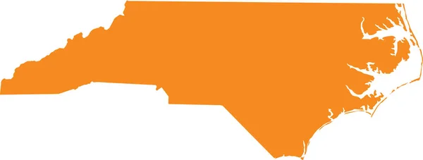 Narancssárga Térkép Egyesült Államok Szövetségi Állam Észak Karolina Old North — Stock Vector