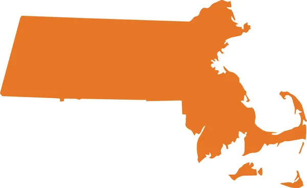 Oranje Kaart Van Amerikaanse Federale Staat Massachusetts Pilgrim State — Stockvector