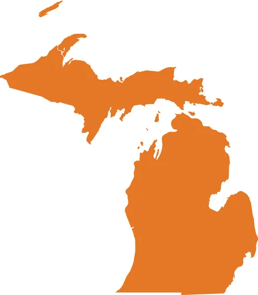 Oranžová Mapa Federálního Státu Michigan Great Lake State — Stockový vektor