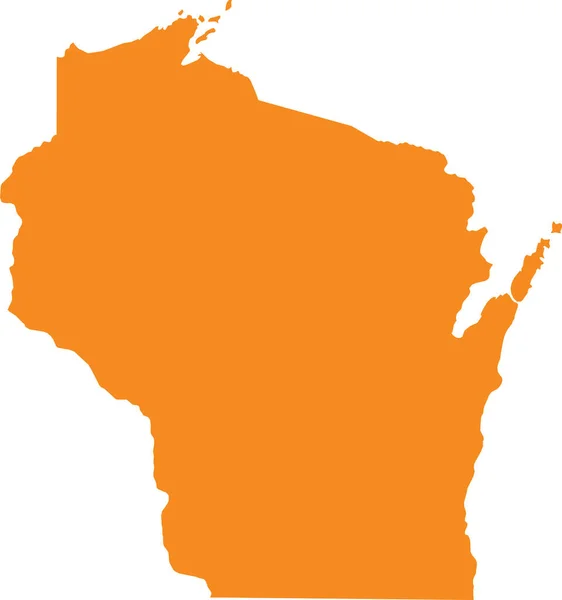Mapa Naranja Del Estado Federal Wisconsin Badger State — Vector de stock