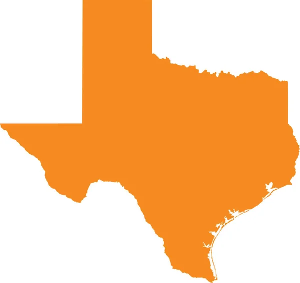 Orangefarbene Karte Des Bundesstaates Texas Lone Star State — Stockvektor