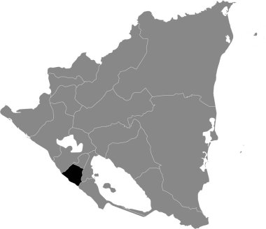 Nikaragua 'nın gri haritasındaki Nikaragua Carazo Bölümü' nün kara konum haritası.