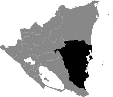 Nikaragua Güney Karayipler Sahil Özerk Bölgesi 'nin gri Nikaragua haritası