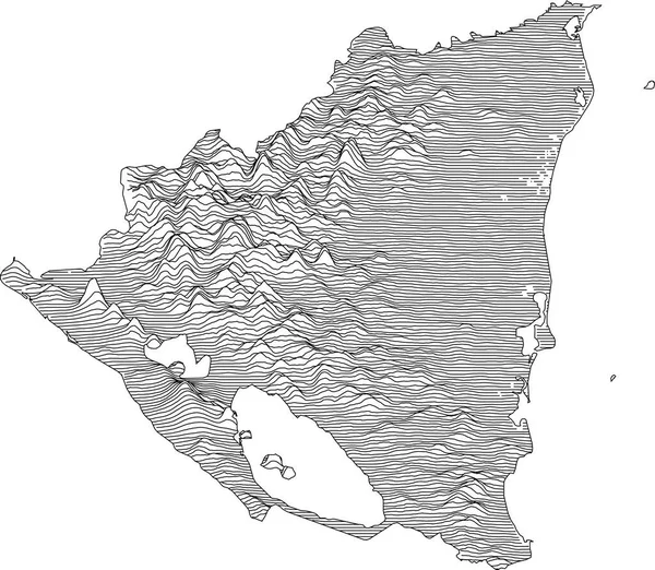 Topografische Karte Von Nicaragua Mit Schwarzen Höhenlinien — Stockvektor