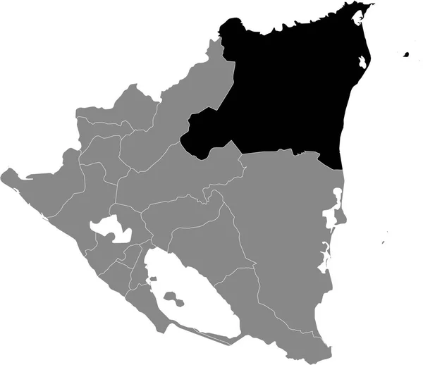 Mapa Ubicación Negro Región Autónoma Costa Caribe Norte Nicaragua Dentro — Archivo Imágenes Vectoriales