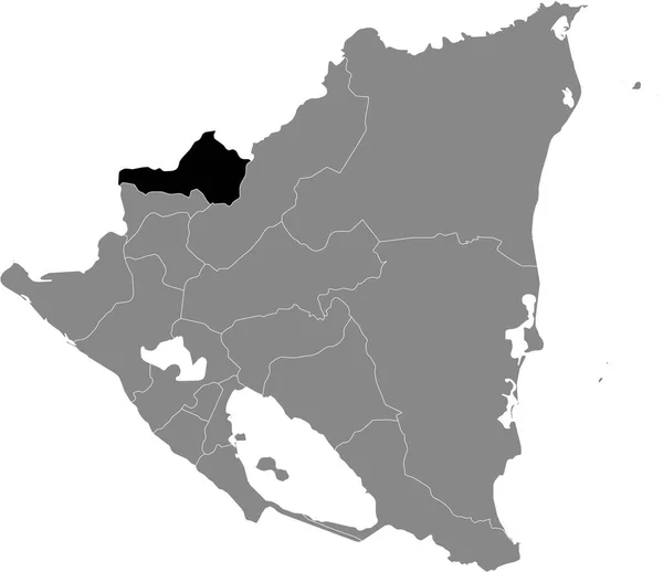 Mapa Negro Del Departamento Nicaragüense Nueva Segovia Dentro Del Mapa — Vector de stock