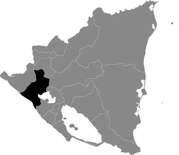 Mapa Ubicación Negro Del Departamento Len Nicaragüense Dentro Del Mapa — Vector de stock