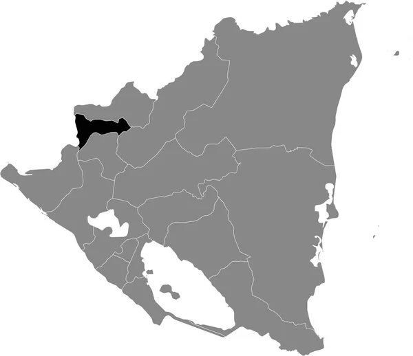 Mapa Localização Departamento Madriz Nicarágua Dentro Mapa Cinza Nicarágua —  Vetores de Stock