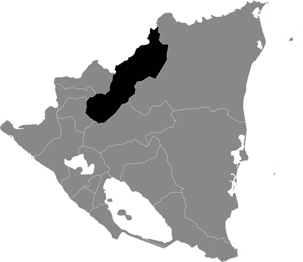 Černá Mapa Lokality Nikaraguan Jinotega Oddělení Uvnitř Šedé Mapy Nikaraguy — Stockový vektor