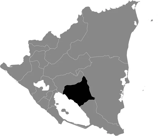 Mapa Negro Del Departamento Nicaragüense Chontales Dentro Del Mapa Gris — Vector de stock