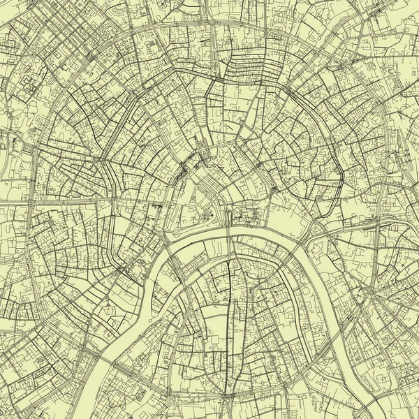 都市地域のヨーロッパの都市のレトロベージュスタイルで詳細ロードマップ計画モスクワ — ストックベクタ