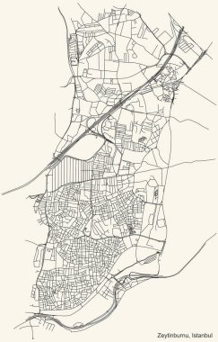 İstanbul, Türkiye 'nin Zeytinburnu semtinin klasik bej arka plan haritası