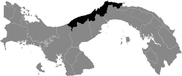 Schwarze Lagekarte Der Panamaischen Provinz Coln Innerhalb Der Grauen Karte — Stockvektor