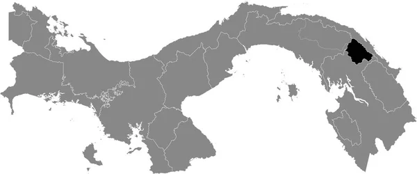 Mapa Localização Preto Região Panamanian Kuna Wargand Dentro Mapa Cinza —  Vetores de Stock