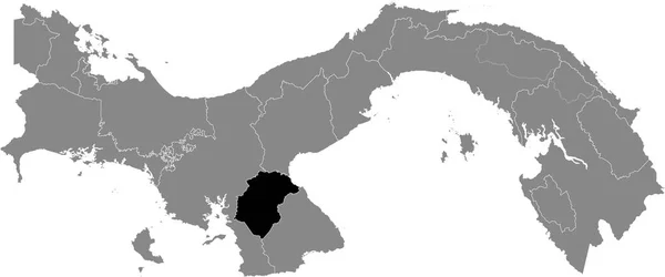 Mapa Localização Panamanian Herrera Dentro Mapa Cinza Panama — Vetor de Stock