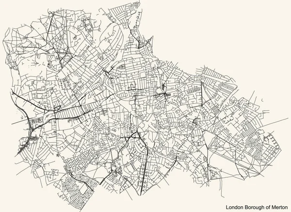 Preto Simples Mapa Detalhado Estradas Rua Fundo Bege Vintage Bairro —  Vetores de Stock