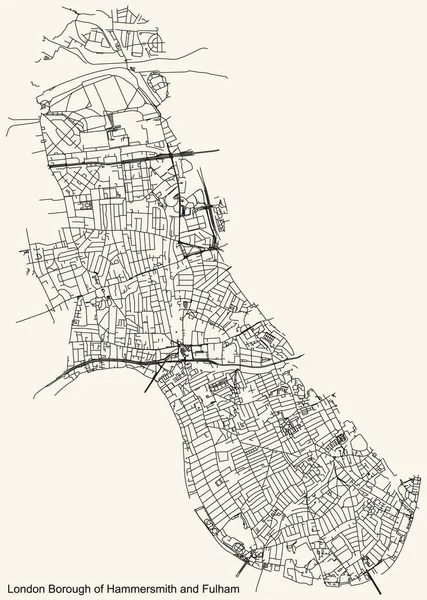 Preto Simples Mapa Detalhado Estradas Rua Fundo Bege Vintage Bairro —  Vetores de Stock