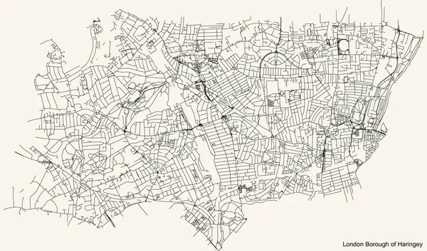 Preto Simples Mapa Detalhado Estradas Rua Fundo Bege Vintage Bairro —  Vetores de Stock