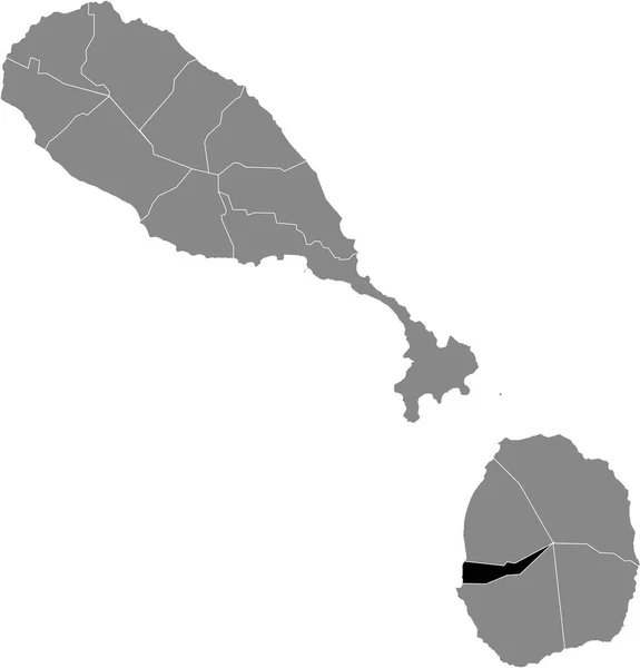 Mapa Ubicación Negro Parroquia Kittitian Nevisian Saint Paul Charlestown Dentro — Archivo Imágenes Vectoriales