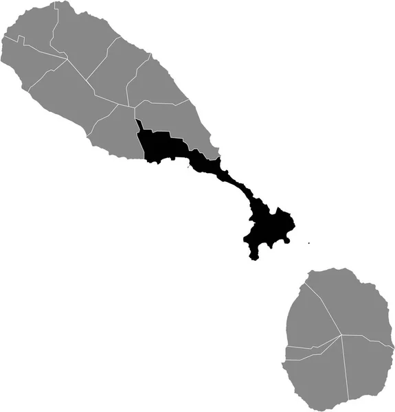圣基茨和尼维斯灰色地图内Kittitian和Nevisian Saint George Basseterre教区的黑色位置图 — 图库矢量图片