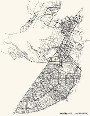 Saint Petersburg, Rusya 'nın Kirovsky semtinin klasik bej arka plan haritası